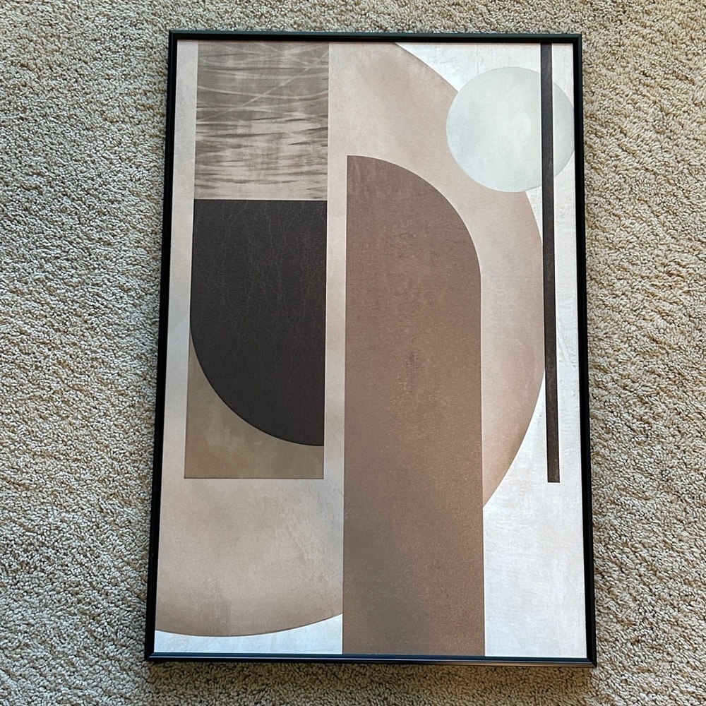 Modern Mid-Century Abstract Framed Wall Art - 16 X 24" Earth Tones | NEW NO TAGS